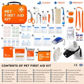 ARCA PET ARCA PET Cat & Dog First Aid Kit for Car - Pet Emergency Kit for Home Office Travel C Dog Camping Essentials with Digital Thermometer, Muzzle & Mini First Aid Pouch