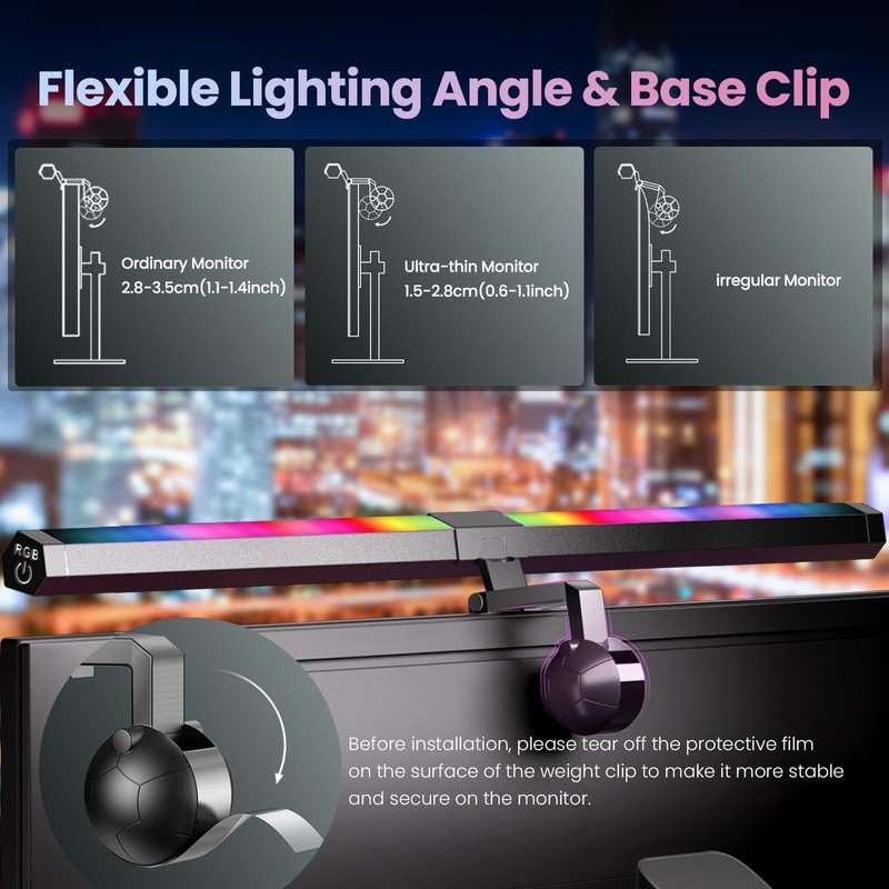 Quntis Monitor Light RGB PRO Backlight, Eye-Care Dual Light Computer
