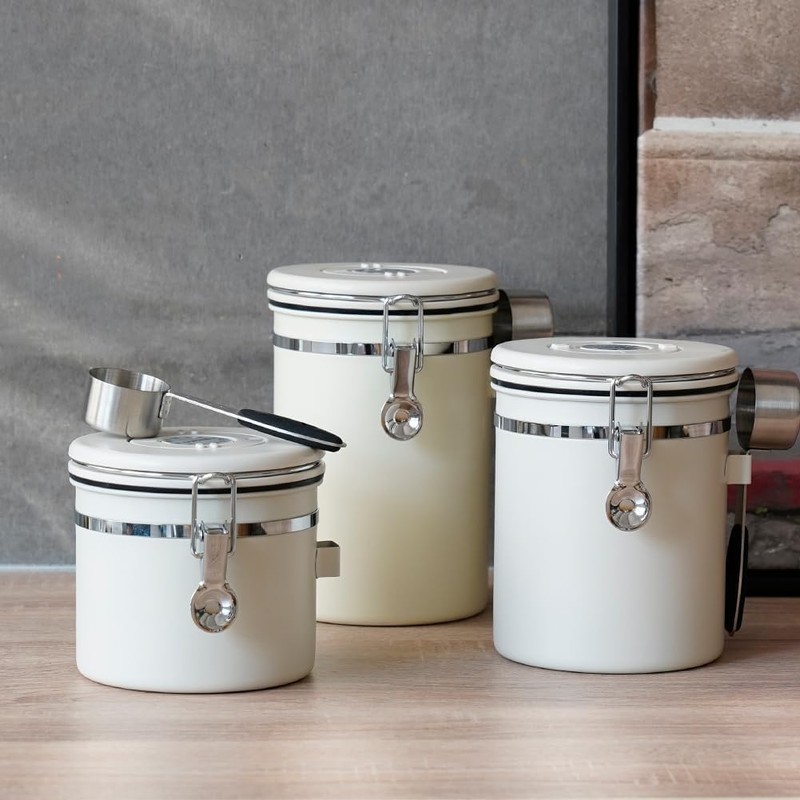 watchget Airtight Coffee Canister Coffee Bean Storage One Way Releasing