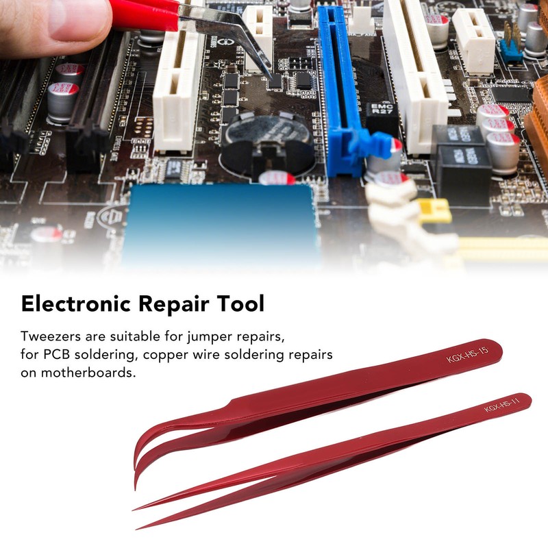 Tweezer Set Aluminum Alloy Curved Straight Head Anti Magnectic Accuracy