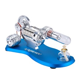 Hot Air Stirling Engine Model Kit with Generator,Single-Cylinder Sterling Kit,Ready-to-Start Full Metal Engine,Copper Head,Precision CNC Parts,for STEM Demo & Relieve Work Stress