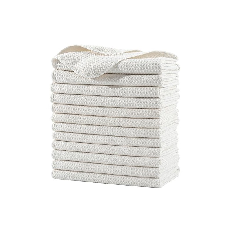 Polyte Toalla de Cocina Microfibra Waffle 340 gsm, 40.6x71.1 cm,