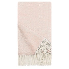 PiccoCasa Decorative Throw Blanket with Fringes in Geometric Pattern,Farmhouse Outdoor Acrylic Throws for Sofa, Chair, Bed, & Everyday Use, 47x79 Inches Pink