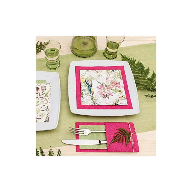 Home Fashion Lunch Napkin Flora and Fauna 33X33 cm, Multi-Colour,