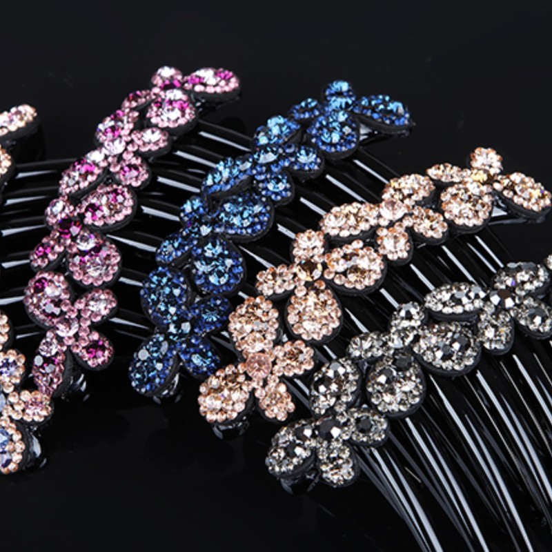 EZ PEACH Rhinestone Hair Comb DE Yaii Winding Rakuchin Kantan