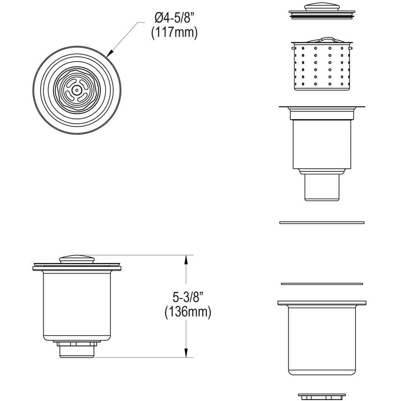 Elkay LKDD 3-1/2" Basket Strainer and Stopper - Stainless Steel