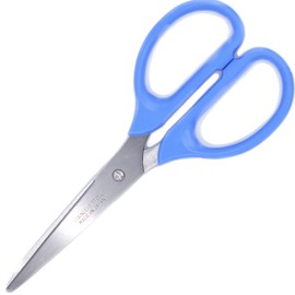 Round Stainless Steel Scissors, Office Scissors, Safety Design, For Schoolchildren, Made in Japan (Blue)