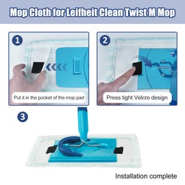 Replacement Microfibre Mop Cloth, Replacement Mop Heads Compatible with Leifheit for Mop Pads Mop Pads Mop Pads for Wet and Dry Use 3 Pieces