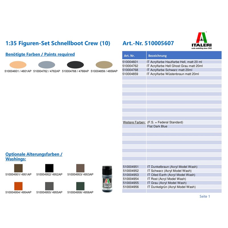 Italeri 5607 - Schnellboot Crew Model Kit Scala 1:35