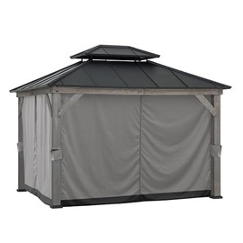 Sunjoy Replacement Universal Curtains Panles,Waterproof Gazebo Privacy Curtain, 4-Panel Screen Walls for 10 x 12 ft Gazebo, Patio & Backyard Protection