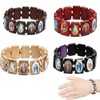 Christian Bracelet Wooden Holy Saints Bracelets Rosary Catholic Stretch Bangle