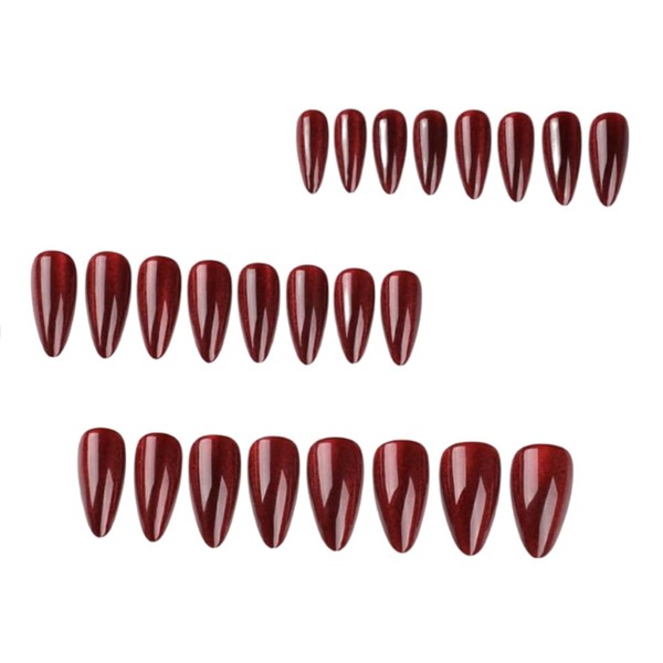 Künstliche Nägel zum Aufdrücken, kurz, Rot, Glitzer, mittellang, oval, vollständige