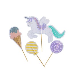 Sweet Unicorn Toppers (Set of 12) | Unicorn Cupcake Toppers Picks | Candyland Party Supplies | Unicorn Party Decorations | Ice cream party