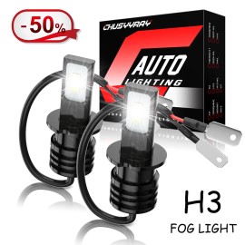 CHUSYYRAY 2x H3 LED Fog Driving DRL Lights Bulbs 6000K White Kit For 2004-2007 Saab 9-3