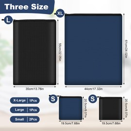 TranRantic 4Pack Laundry Bags, Foldable Dirty Clothes Travel Bag, Reusable & Waterproof Wet Bags with Zips for Swimming Yoga Workout, Travelling Family Vacation(Blue and Black)