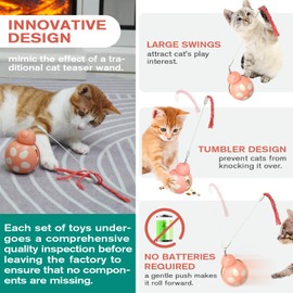 zaabaazina Interactive Cat Toys with Sliding Motion, High-Elasticity Teaser Wand Feather Toy, Slow-Feeder for All Kitten