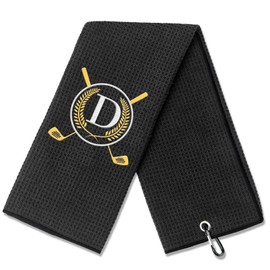 OXYEFEI Golf Towel Gift | Microfiber Waffle Golf Towels with Embroidered Monogrammed | 16”x 24” Golf Towels for Golf Bags with Clip for Men | Golf Accessories for Men Women (D)