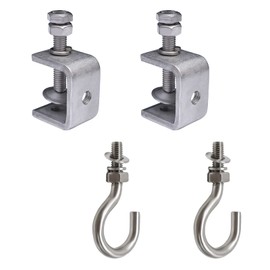 UFURMATE C Clamp, 2Pcs Stainless Steel C Clamps Square Screw Clamps with 2Pcs Stainless Steel M8 Screw Hooks for Woodworking Welding Home Improvement