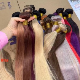 Unprocessed 12a Cuticle Aligned Double Weft Straight Weave Bundles Ginger Orange Dyed Remy 613 Hair Raw Human Haircolor: grey, Stretched Length: 18 in