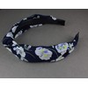 Navy blue flower headband Turban Knot knotted floral fabric covered