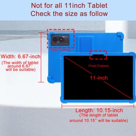 Kwamaz for 11 inch Tablet Case, Soft Silicone Cover Case with Stand for Ulefone Tab A11/AGM Pad P2 T1 T2/Oukitel OT8 OT9 OT11 OT12/HEADWOLF WPad7/Nubia/Blackview/Oscal/UMIDIGI 11'' Tablet, Black