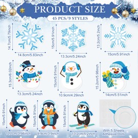 Nezyo 45 Pcs Winter Party Decoration Snowflake Bulletin Cutouts Winter Paper Cut Snowman Penguin Decoration Cutouts for Winter Holiday Party DIY Supplies Classroom Home Chalkboard Decor (Winter)