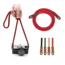 Eorefo Camera Rope Strap 100cm Soft Cotton Camera Strap Vintage Neck Shoulder Belt Strap for Mirrorless and DSLR Camera. (Red)