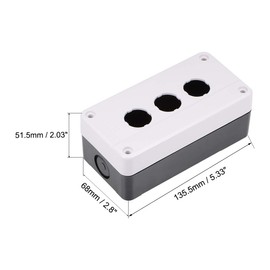sourcing map Push Button Switch Control Station Box 22mm 3 Holes White and Black