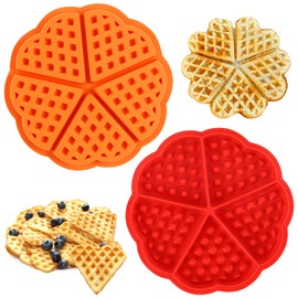 Alovez 2 Stück Waffelform für Airfryer, Waffel Backen Muffin Backform, Herzform Silikon Backform Waffelform Airfryer für Waffeln, Muffin