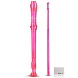 Everjoys Soprano Recorder for Beginners Student in School - German Style C Key 8 Hole Flute Detachable 3pcs ABS Crystal Music Recorders w/Cleaning Rod,Bag and Fingering Chart, Transparent Golden