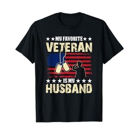 Patriot Husband USA Flag My Favorite Veteran is My Husband T-Shirt