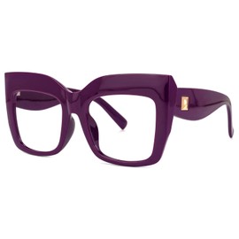 Zeelool Vintage Oversized Thick Cat Eye Blue Light Blocking Glasses for Women FP0668-15 Purple