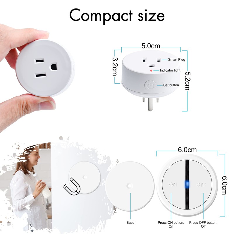 GREENCYCLE WiFi Smart Outlet Plug with Remote, Support APP remote