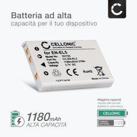 CELLONIC 1x Batteria per Fotocamera Compatibile con Nikon Coolpix 5200, Coolpix P510, Coolpix P500, EN-EL5 – (1180mAh, 3.7V)