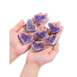 CrystalTears Amethyst Druze Heart Shape Natural Stone Druzy Segment Raw Stone Irregular Gemstone Healing Reiki Crystal Decoration Living Room Office