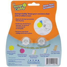 Scrub Daddy Sponge Holder - Sponge Caddy - Suction Sponge Holder, Sink Organizer for Kitchen and Bathroom, Self Draining, Easy to Clean Dishwasher Safe, Universal for Sponges and Scrubbers