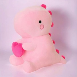 Cute Cartoon Dinosaur Design Plush Toy with Holding Heart,Soft Cartoon Animal Stuffed Toy, Sweet Romantic Birthday Gift, Home Bed Sofa Decorations, Summer Gift sprunkies plush cute girly gifts plushies:_Lilac