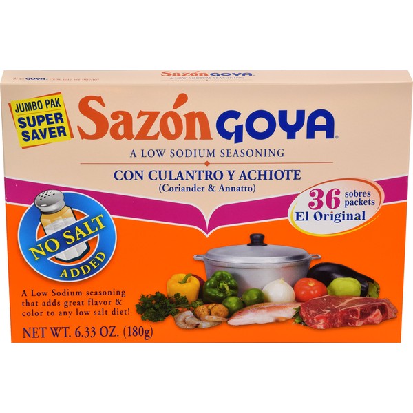 Goya Foods Sazón Seasoning with Coriander & Annatto, No Salt Added, 6.33 Ounce (Pack of 15)