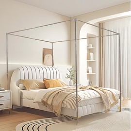 SEAYNFESH Bed Canopy Frame Queen Size,Stainless Steel Bed Post Poles Metal Frame with 4 Corners Design Sturdy