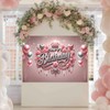 HOMETITUTE Happy Birthday Backdrop Banner Sign Elegant Pink And Silver