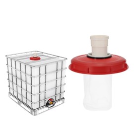 sourcing map 245mm IBC Lid Filter Cover, Straight Plastic IBC Tote Hose Adapter 1000L Rainwater Tank Container with Washable Nylon Filter for 275 Gallon Water Tanks, Red/White