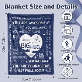 Get Well Soon Gifts for Men or Women,Inspirational Gift Blanket for Her Him Cheer up Gifts Hug Healing Blanket Feel Better After Surgery Gifts Thinking of You Gifts for Coworker Friend Sister 50"X60"