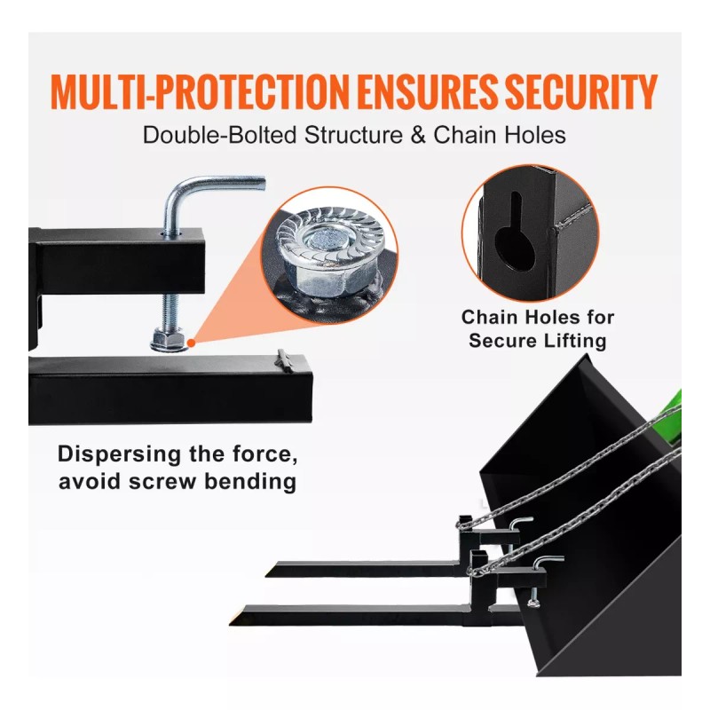 Vevor Horquillas Para Paletas Tractores De 43puLG 2000libras