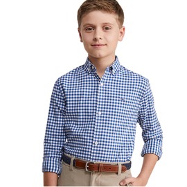 vineyard vines Boys' Gingham On-The-go Brrr Shirt, Blue Bay 4T