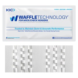 KICTeam - Waffletechnology Cleaning Cards for Check Readers with 99.7% IPA (15 Cards) - 2.5" x 6.125"