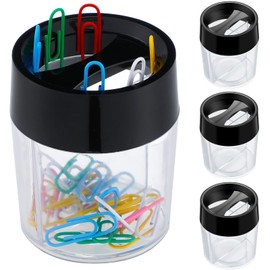 Thyle 4 Pcs Paper Clip Dispenser Holder Magnetic Paper Clips Organizer Plastic Paper Clip Dispenser 200 Clip Capacity for Desk Container Storage Office