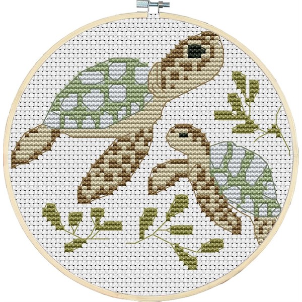 Meecaa Cross Stitch Kits 11 Count Stamped, Turtle Animal Embroidery