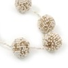 Avalaya Long Glass Bead Ball Necklace in White/Beige Colours/ 110cm