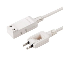 Sanwa Supply TAP-M702W Micro Tap 3-gang 0.2m Folding Swing Plug White