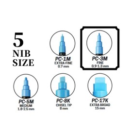 Posco Marker Sanetomo Fine Point Tip width 0.9-1.3mm 24 colors PC-3M, For Fabric, Glass, Metal Paint, Including Pens Tip Refill PCR-3